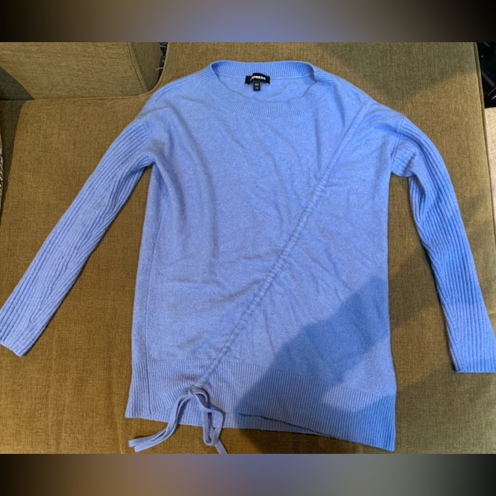 Express Blue Sweater with Front Tie. Size: XS